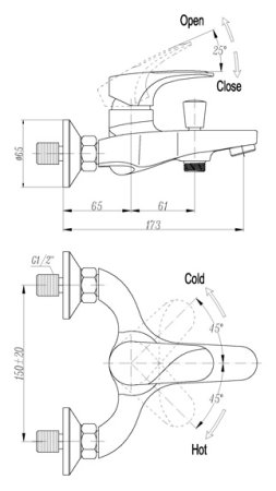 Смеситель Triton Римини 14704-D115 для ванны с душем 