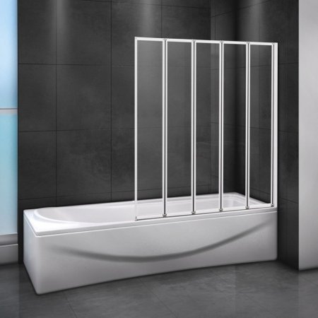 Шторка на ванну Cezares Relax V-5-120/140-C-Bi стекло прозрачное 
