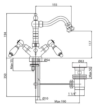 Смеситель Cezares First FIRST-BS2-03/24-Bi для биде 