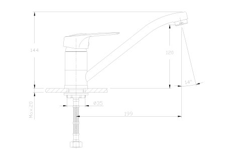 Смеситель однорычажный для кухни HAIBA HB4937 хром 