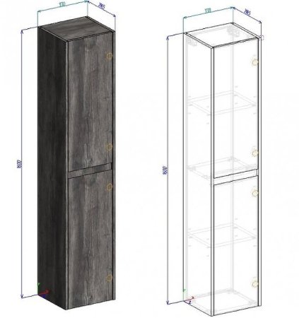 Шкаф пенал BelBagno Kraft 33 KRAFT-1600-2A-SC-PP-R подвесной Pino Pasadena 