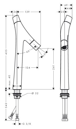 Смеситель Axor Starck Organic 12013000 для раковины 