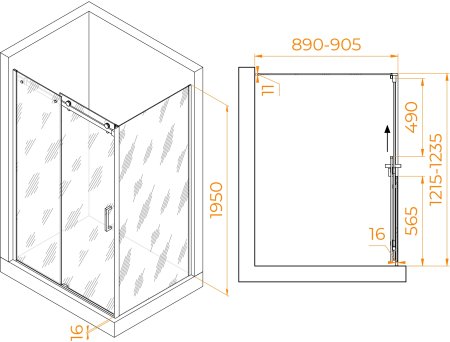 Душевой уголок RGW TO-44B (TO-14B + Z-050-2B) 1200x900 