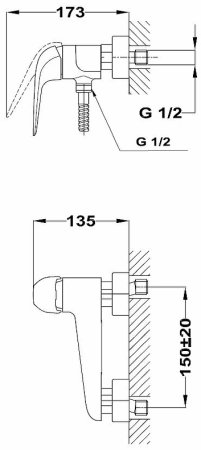 Смеситель для душа Teka Itaca 672310200 Хром 