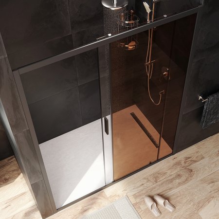 Душевая дверь AM.PM Gem 150 W90G-150-1-195BBr профиль Черный матовый стекло бронзовое-прозрачное 