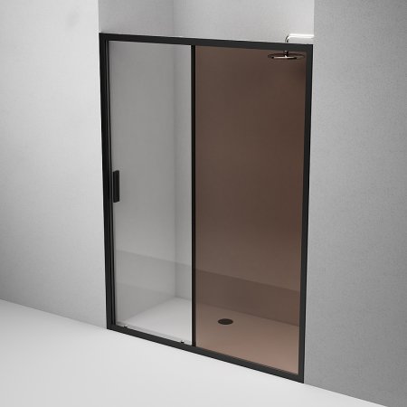 Душевая дверь AM.PM Gem 150 W90G-150-1-195BBr профиль Черный матовый стекло бронзовое-прозрачное 