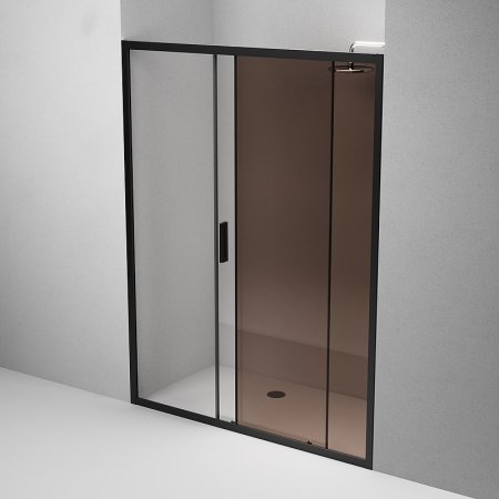 Душевая дверь AM.PM Gem 150 W90G-150-1-195BBr профиль Черный матовый стекло бронзовое-прозрачное 