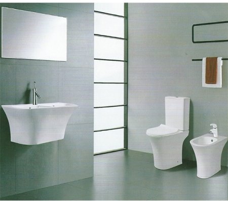 Унитаз компакт CeramaLux 1217-P с бачком и сиденьем Микролифт 