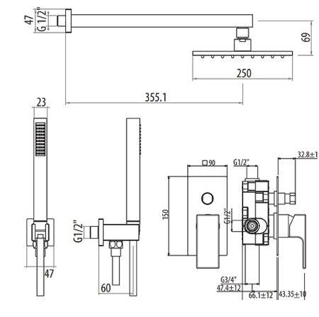 Душевая система Gattoni Kubik KTQ15/PDC0 Хром 