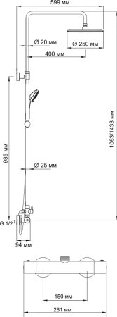 Душевая стойка WasserKRAFT A13302 Thermo 