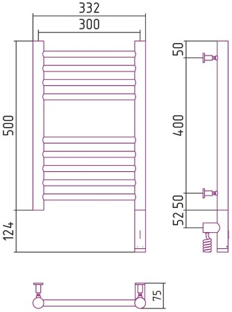 Электрический полотенцесушитель Сунержа Богема 3.0 прямая 500x300 R 30-5805-5030 Белый матовый 