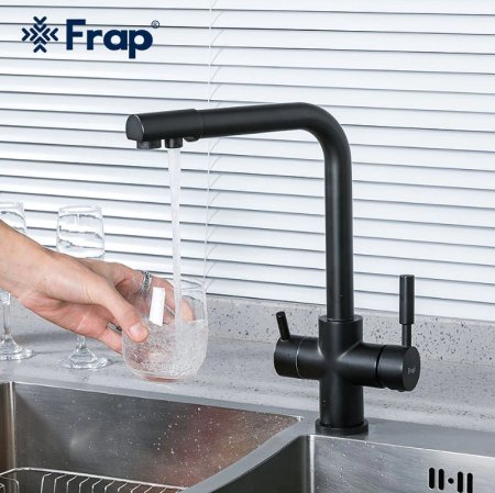 Смеситель для кухни Frap F4352-6 Черный матовый 