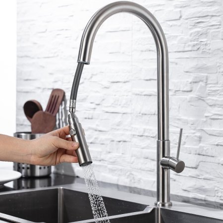 Смеситель для кухни Allen Brau Sprungfeder 5.60002-SS Брашированная сталь 