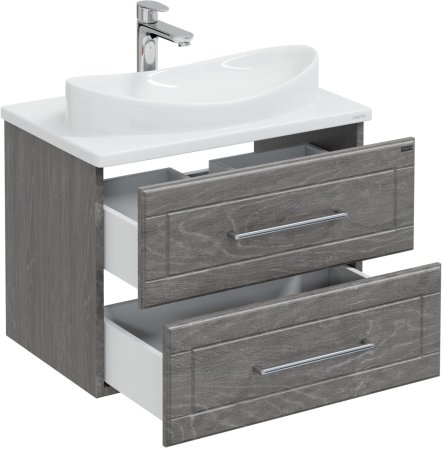 Тумба Санта Венера 70 подвесная дуб шале графит с умывальником Вега 70 