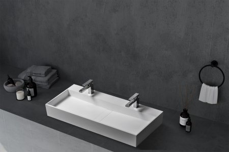 Раковина накладная ABBER Stein AS2642 двойная, белая матовая 