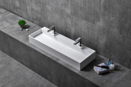 Раковина накладная ABBER Stein AS2642 двойная, белая матовая 