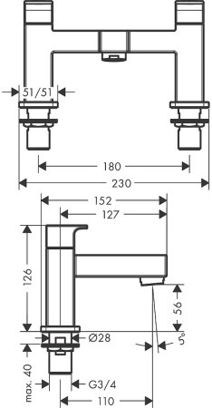 Смеситель на борт ванны Hansgrohe Vernis Shape 71452000 Хром 
