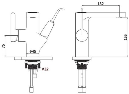 Смеситель для раковины Bronze de Luxe Optima 10188B Черный матовый 