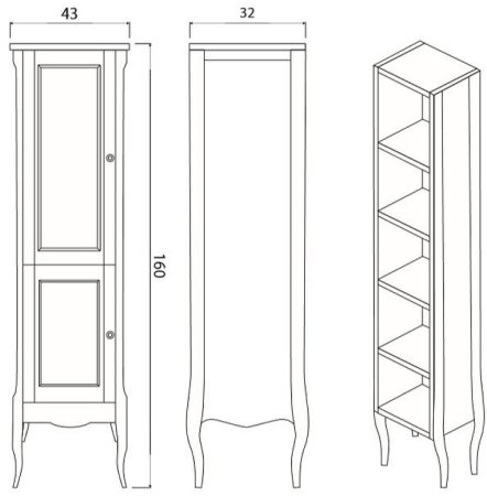 Шкаф пенал Creto Viva 43 L 13-TPB Blue 