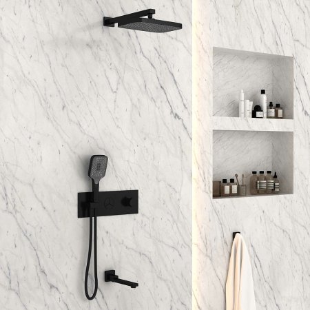 Душевая система Vincea VSFW-432T1MB с термостатом Черная матовая 