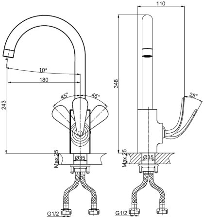 Смеситель D&K Gondolla DA1022441 для кухонной мойки 