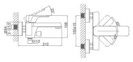 Смеситель D&K Berlin Freie DA1433201 для ванны с душем, хром 