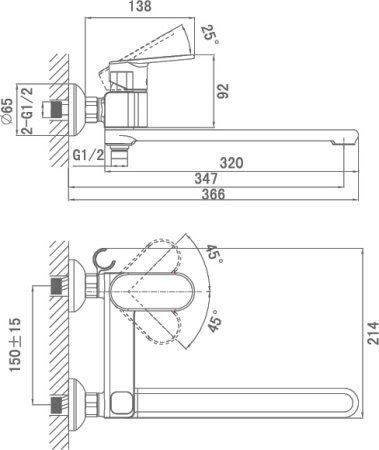 Смеситель D&K Speyer Rhein DA1313301 универсальный 