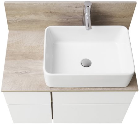Тумба под раковину Aquaton Мишель 80 1A244501MIX40 подвесная Дуб эндгрейн Белая 