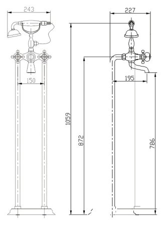 Смеситель напольный Timo Nelson 1900/00Y-CR хром 