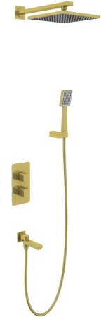 Душевой комплект Timo Petruma SX-5049/17SM 3-х режимная, с термостатом, золото матовое 