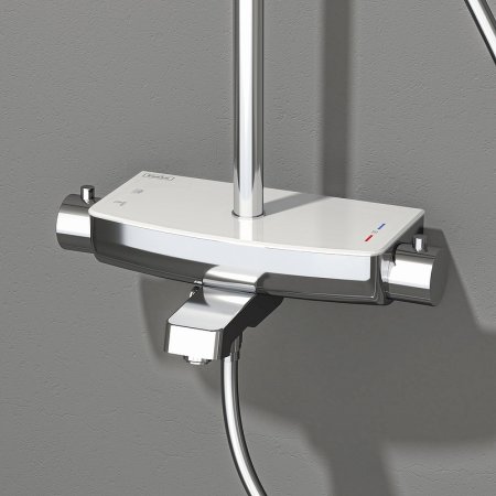 Душевая система Teska Mira DK3601C с термостатом Хром Белое стекло 