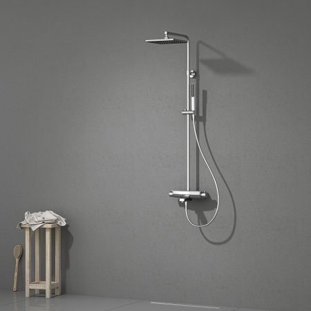 Душевая система Teska Mira DK3601C с термостатом Хром Белое стекло 