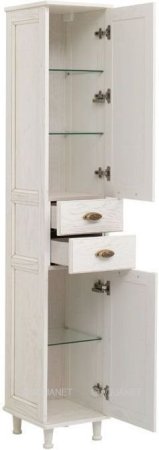 Шкаф-пенал для ванной Aquanet Тесса Декапе 35 жасмин/золото 