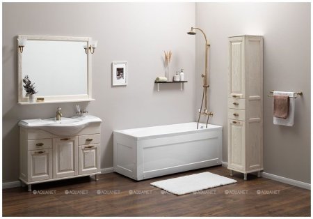 Шкаф-пенал для ванной Aquanet Тесса Декапе 35 жасмин/золото 