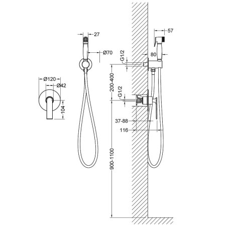 Гигиенический душ Timo Anni 2789/03SM со смесителем, черный 