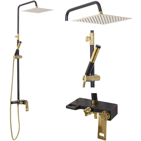 Душевая система настенная REA Gio REA-P9860 чёрная / золото 