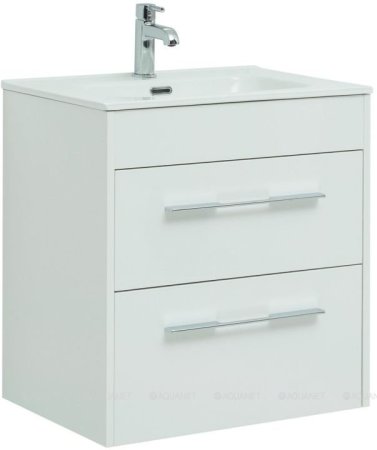 Тумба с раковиной Aquanet Августа 60 белый (ручка хром) 