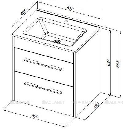 Тумба с раковиной Aquanet Августа 60 белый (ручка хром) 