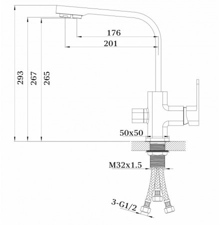 Cмеситель для кухни под фильтр GANZER STEFAN GZ12025A SAND 