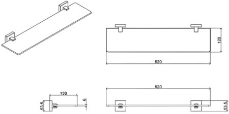 Стеклянная полка Azario Rina AZ-87003 Хром 