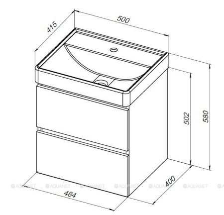 Тумба с раковиной Aquanet Вега 70 (2 ящика) 