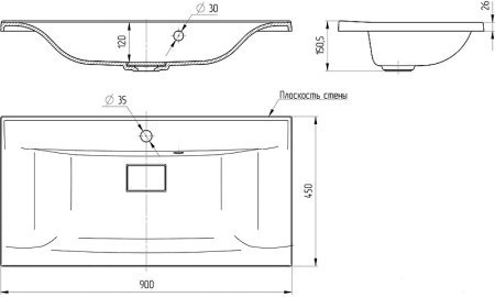 Раковина Vincea 90 VCB-3M900B Черная матовая 
