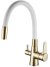 Смеситель для кухни с гибким изливом и подключением фильтра Shevanik S668E, золото/белый 