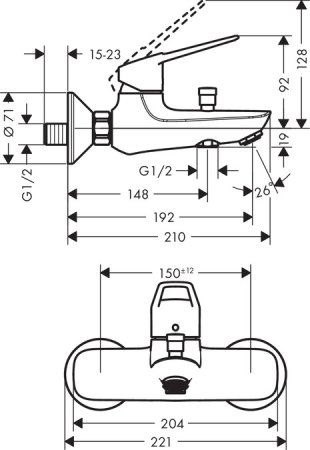 Смеситель Hansgrohe Novus Loop 71340000 для ванны с душем 