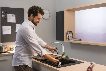 Смеситель Hansgrohe Metris Select M71 73819000 для кухонной мойки, хром 