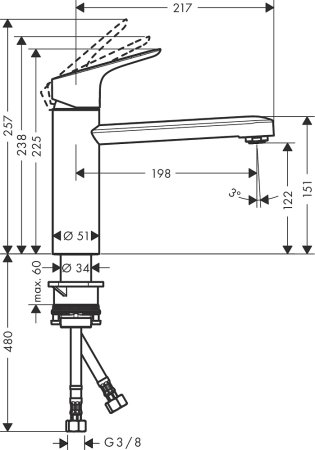 Смеситель Hansgrohe Focus M43 71816800 для кухонной мойки, сталь 