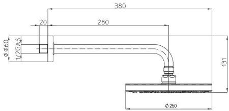 Верхний душ Bossini Elios H19412G.073 Черный матовый 