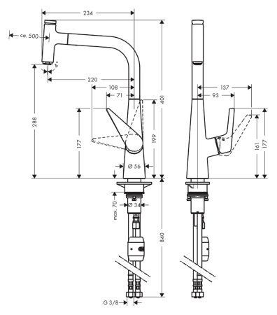 Смеситель для кухонной мойки Hansgrohe Talis Select S 72821800 