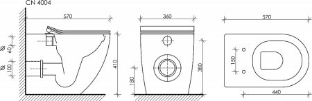 Унитаз приставной Ceramica Nova Metropol CN4004 безободковый 