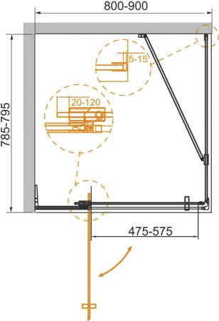 Душевой уголок Cezares Slider AH 1 80/90 80 C Cr 